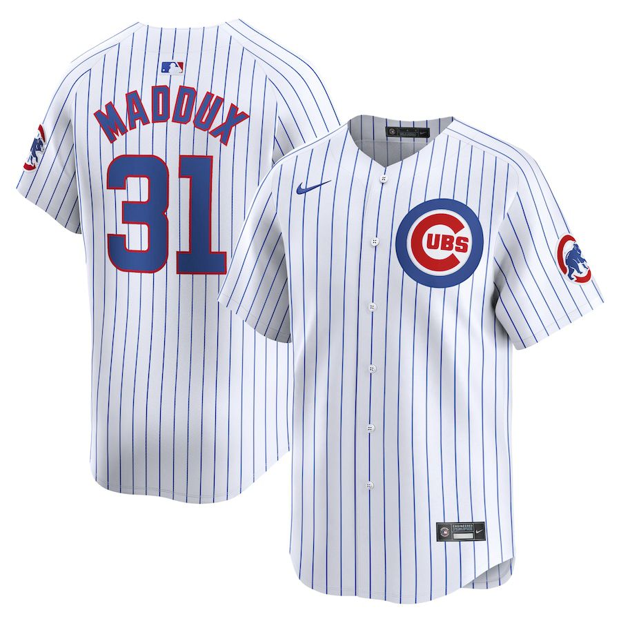 Men Chicago Cubs #31 Greg Maddux Nike White Home Limited Player MLB Jersey->->MLB Jersey